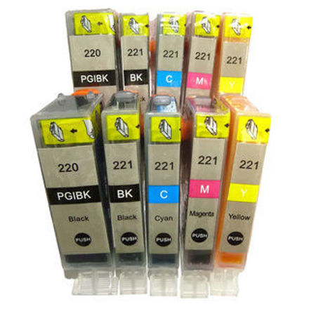 Picture of (Bulk, 2ea -PGI220Bk, CLI221Bk, C,M,Y) Premium 2947B001, 2948B001 (2949B001,PGI220BK) Compatible Canon BK, C, M, Y Inkjet Cartridges
