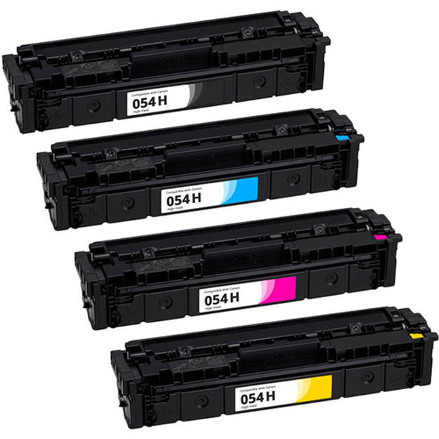 Picture of (Value Bundle, 4pk) Premium 054HK, 054HC, 054HM, 054Y (Cartridge 054H) Compatible High Yield Canon Black, Cyan, Magenta, Yellow Toner Cartridges