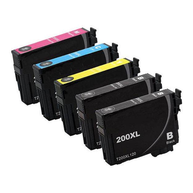 Picture of (Value Bundle, 5pk) Premium T200XL120, T200XL220, T200XL320, T200XL420 (Epson 200XL) Compatible High Yield Epson 2 Black, Cyan, Magenta, Yellow Inkjet Cartridges