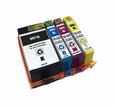 Picture of (Value Bundle, 4pk) Premium T6M02AN, T6M06AN, T6M10AN, T6M14AN (HP 902XL) Compatible High Yield HP Black, Cyan, Magenta, Yellow Inkjet Cartridges