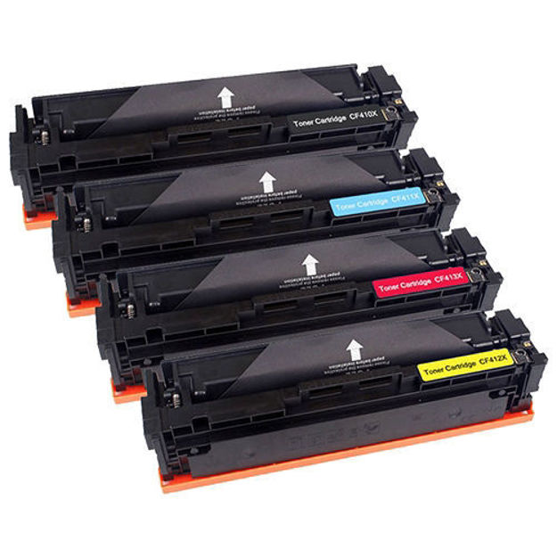 Picture of (Value Bundle, 4pk) Premium CF410X, CF411X, CF412X, CF413X (HP 410X) Compatible HP Black, Cyan, Magenta, Yellow Toner Cartridges